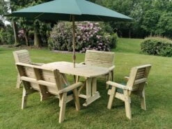 Churnet Valley Ergo 6 Seat Table Set - 2 X Chairs & 2 X Benches -Garden Furniture 46798 2536