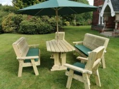 Churnet Valley Ergo 8 Seat Table Set - 2 X Chairs & 2 X 3-Seater Benches -Garden Furniture 46800 2528