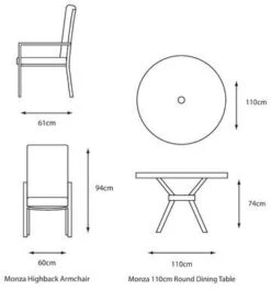 LG Outdoor Monza 4 Seat Set With High Back Armchairs And Parasol 6 LG Outdoor Monza 4 Seat Set With High Back Armchairs And Parasol -Garden Furniture 51129 30460