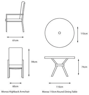 LG Outdoor Monza 4 Seat Set With High Back Armchairs And Parasol 3 LG Outdoor Monza 4 Seat Set With High Back Armchairs And Parasol - Image 3
